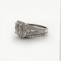Дијамантни веренички прстен и венчани прстен "Прозор у љубав" (14К)