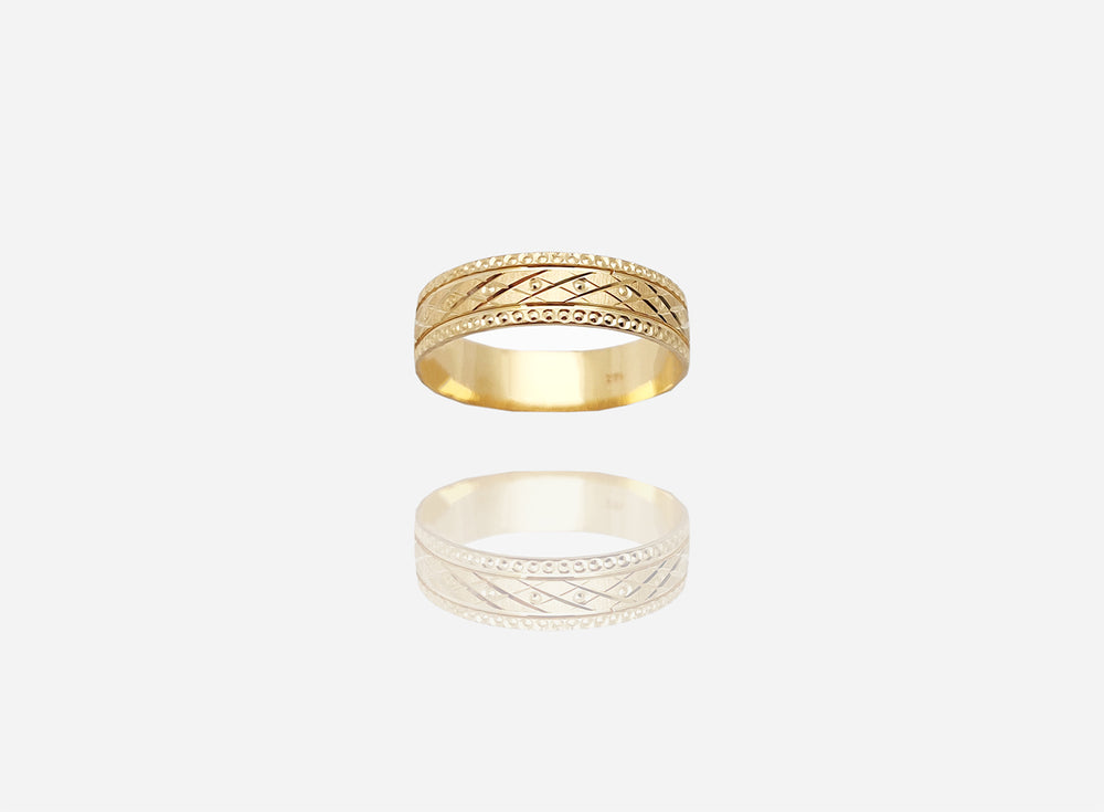 Diamond-Cut Milgrain Border Band (14K)