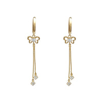 Zirconia Outlined Butterfly Dangling Huggie Earrings (14K) Popular Jewelry New York