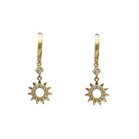 Pave Sunburst Dangling Huggie Earrings (14K) Popular Jewelry Bag-ong York