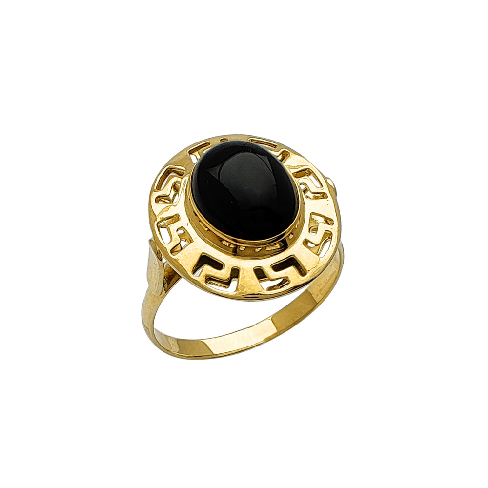 Greek Cabochon Black Onyx Ring (14K) Popular Jewelry New York