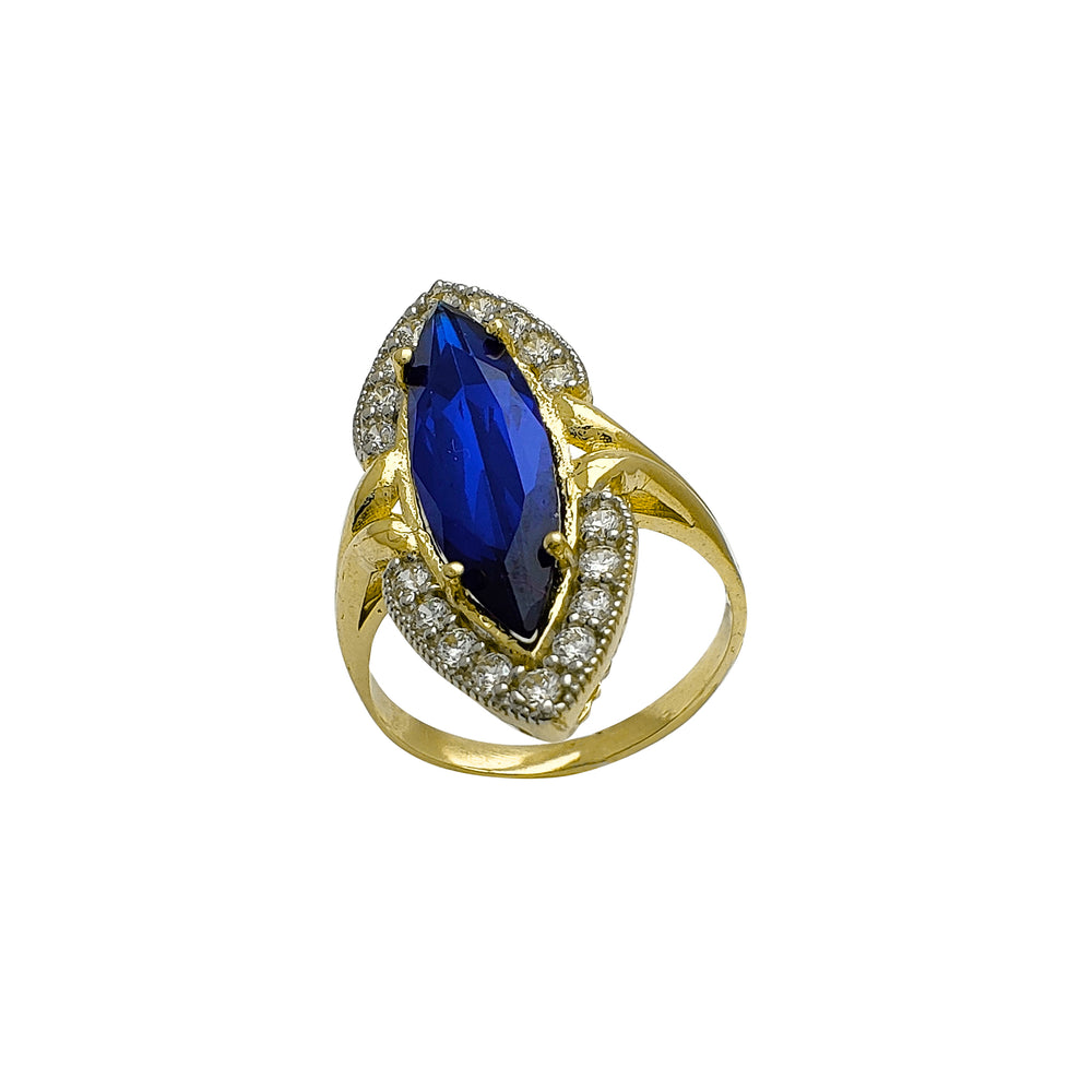 Milgrained Blue Marquise Ring (14K) Popular Jewelry New York