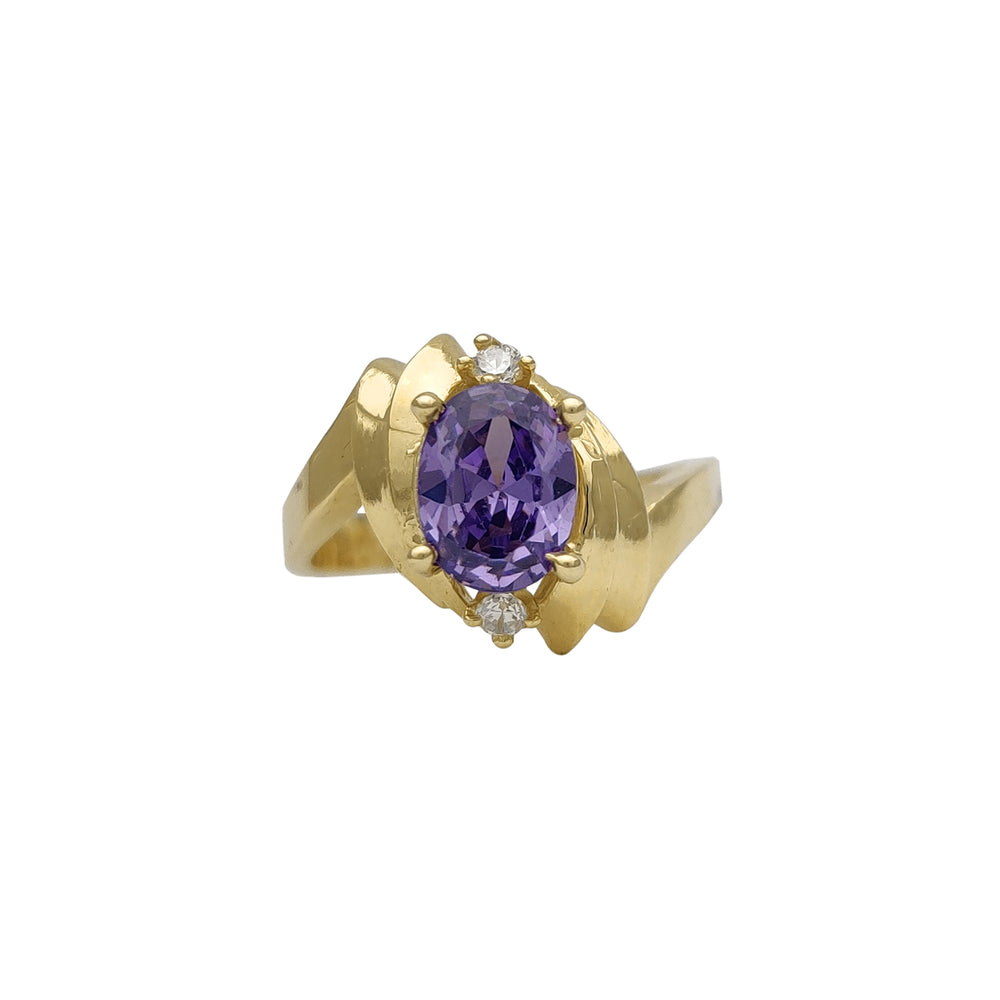Oval Purple Zirconia Fancy Lady Ring (14K) Popular Jewelry New York