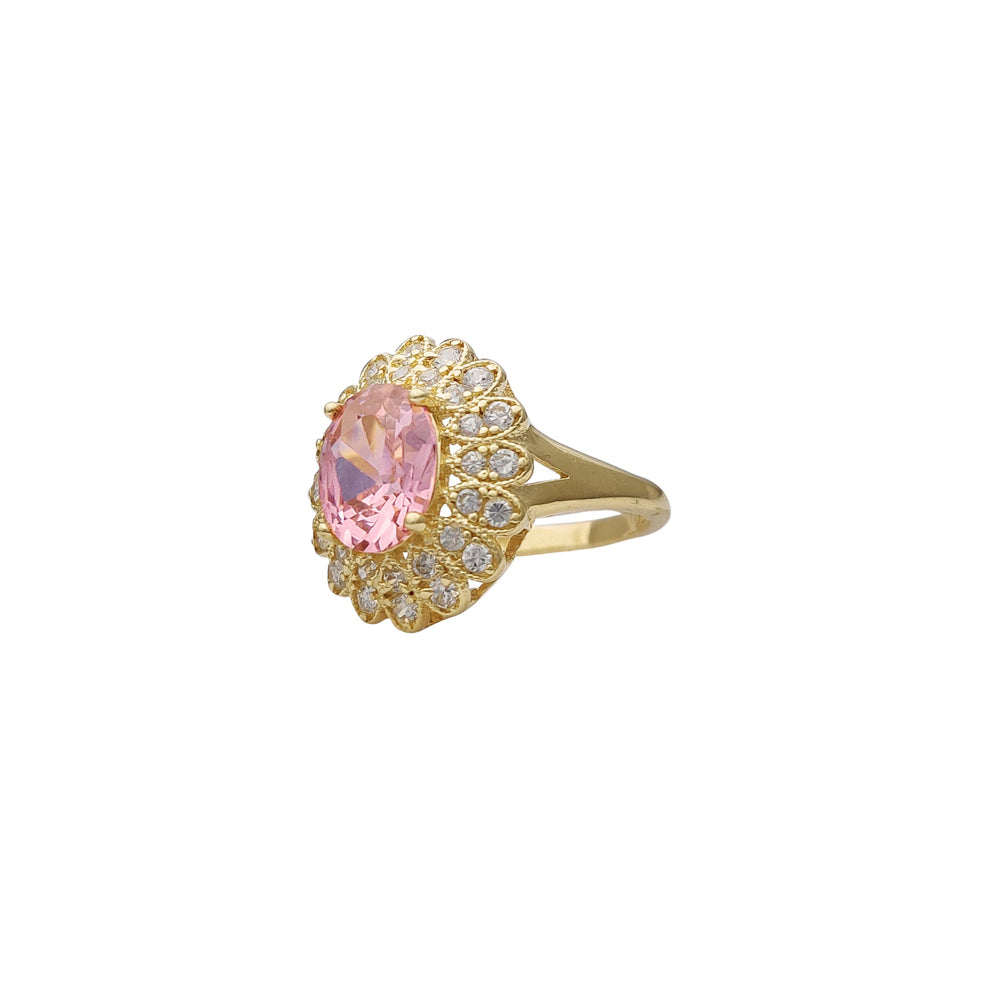 Zirconia Pink Flower Lady Ring (14K) Popular Jewelry New York
