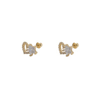 Zirconia Heart & Star Stud Earrings (14K)