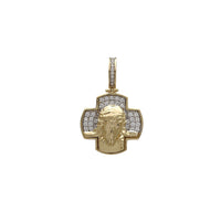 Zirconia Cross Jesus Head Pendant (14K)