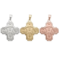 Reversible Saints Catholic Cross Pendant (14K)