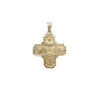 [Corte de diamantes] Colgante de cruz católica reversible de Santos (14 quilates)