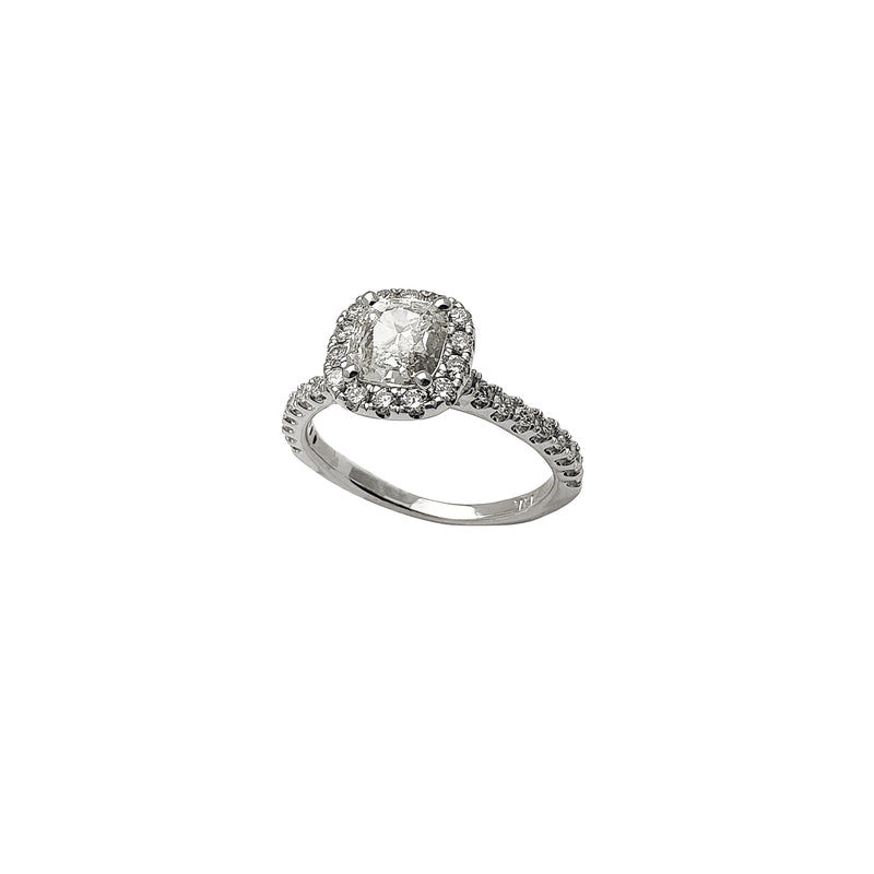 Diamond Halo Radiant Engagement Ring (14K)