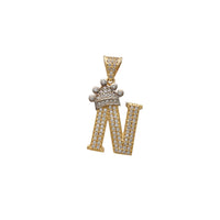 Buzlu Taç Başlanğıc Məktubu "N" Kolye (14K) Popular Jewelry New York