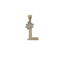 ಹಿಮಾವೃತ ಕ್ರೌನ್ ಆರಂಭಿಕ ಪತ್ರ "ಎಲ್" ಪೆಂಡೆಂಟ್ (14 ಕೆ) Popular Jewelry ನ್ಯೂ ಯಾರ್ಕ್