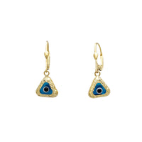 Triangle Evil Eyes Drop Earrings (14K)