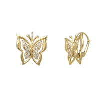 Zirconia Textured Butterfly Earrings (14K)