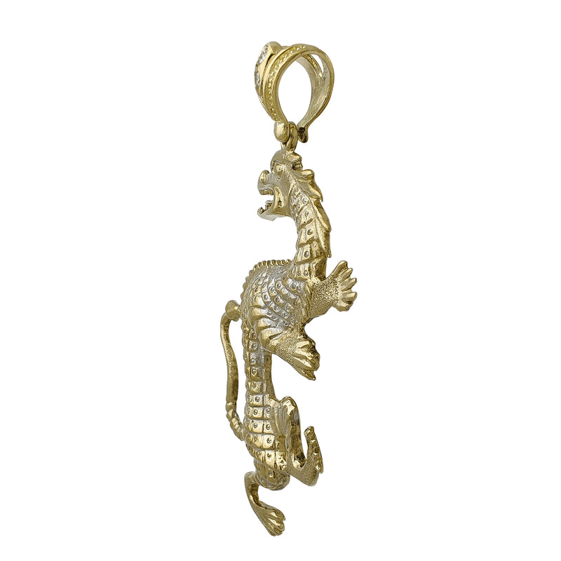 Textured Two-Tone Dragon Pendant (10K) Popular Jewelry New York