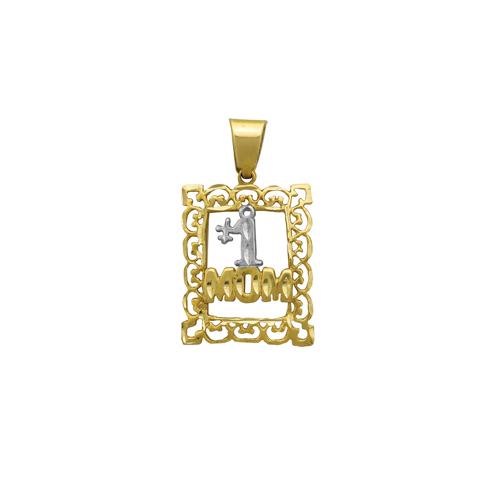 Filigree Frame "#1 Mom" Pendant (14K) Popular Jewelry New York