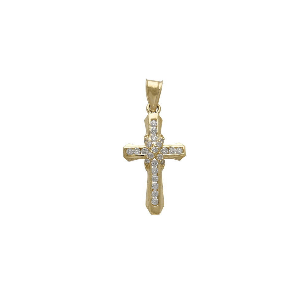 Zirconia Wrapped Cross Pendant (14K)