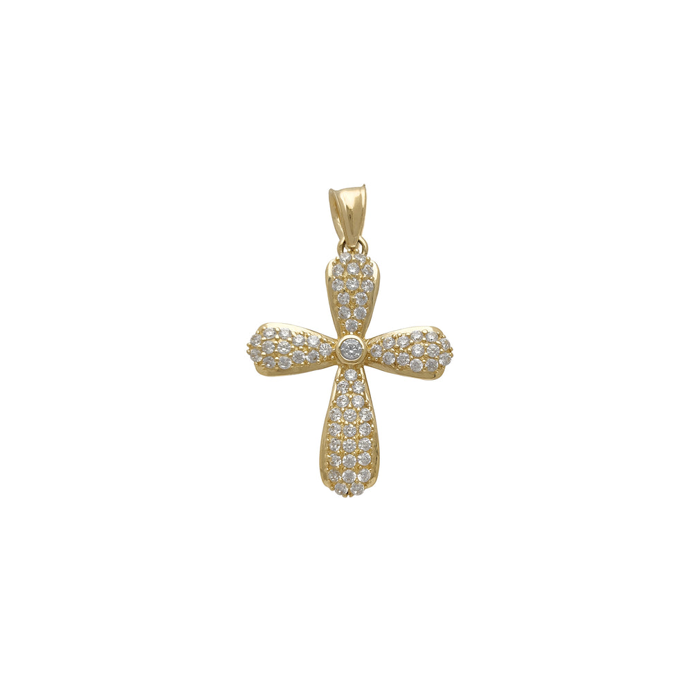 Zirconia Puffy Cross Pendant (14K)