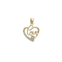 Zirconia Outline Heart Script "Love" Pendant (14K)