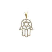 Zirconia Star of David Hamsa Hand Pendant (14K)