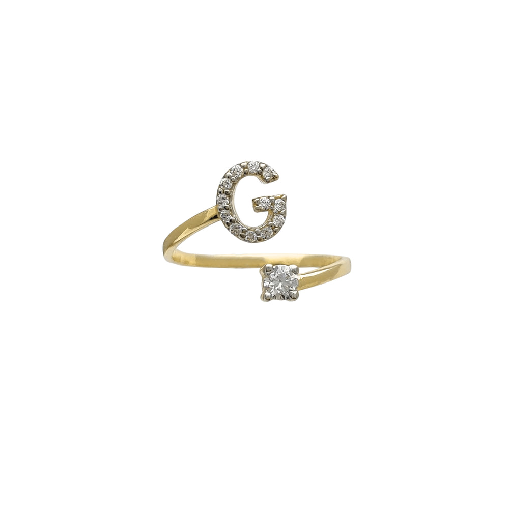 Zirconia Initial Letter "G" Coiled Ring (14K)
