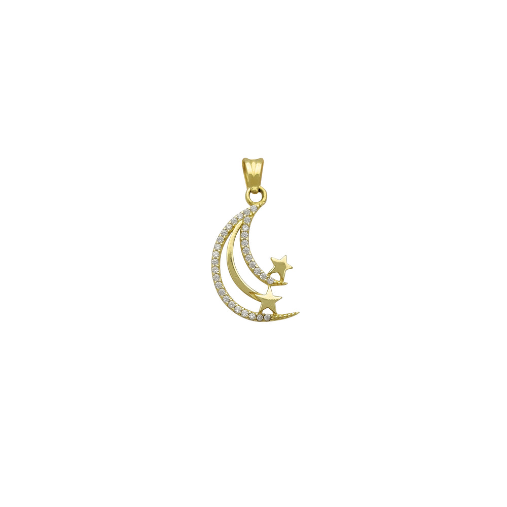 Zirconia Star & Moon Pendant (14K) Popular Jewelry New York