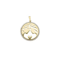 Zirconia Silhouette Loving Couples Faces Pendant (14K)