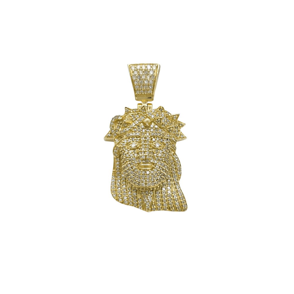 Diamond Jesus Head Pendant (14K)