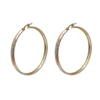 Tricolor Diamond-cuts Hoop Earrings (14K)