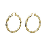 Two-Tone Twisted Hoop Earrings (14K)