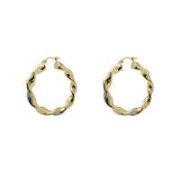 Two-Tone Twisted Hoop Earrings (14K)