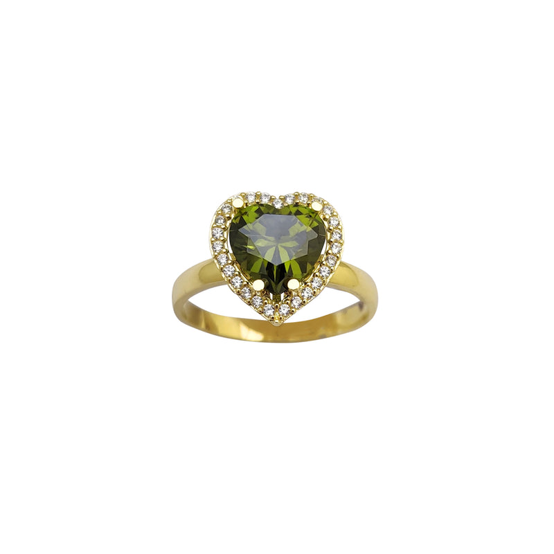 Zirconia Dark Green Heart Shape Engagement Ring (14K)