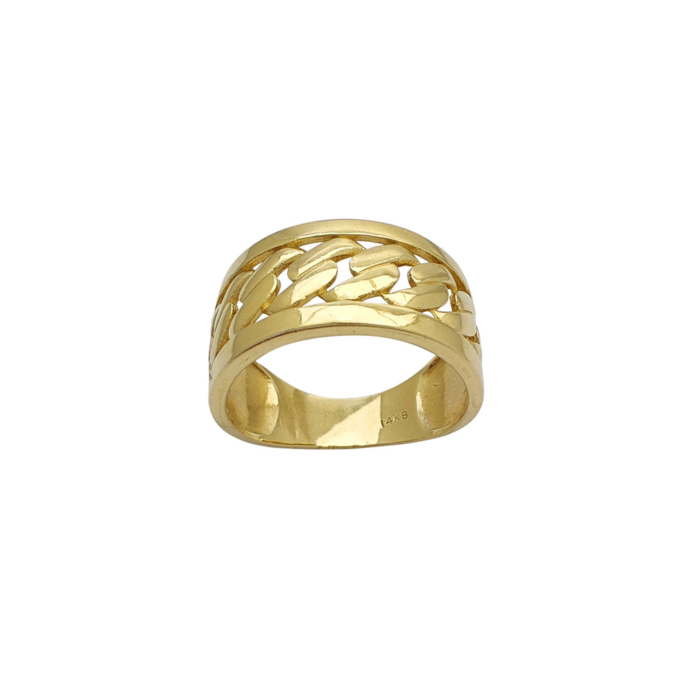 dInterposed Cuban Link Ring (14K)