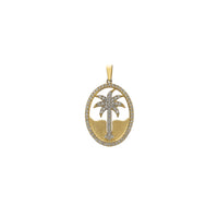 I-Zirconia Oval Frame Palm Tree Pendant (14K)