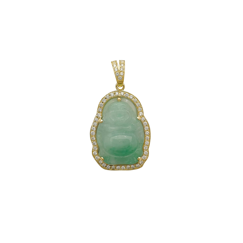 VS Diamond Laughing Buddha Jade Pendant (14K)