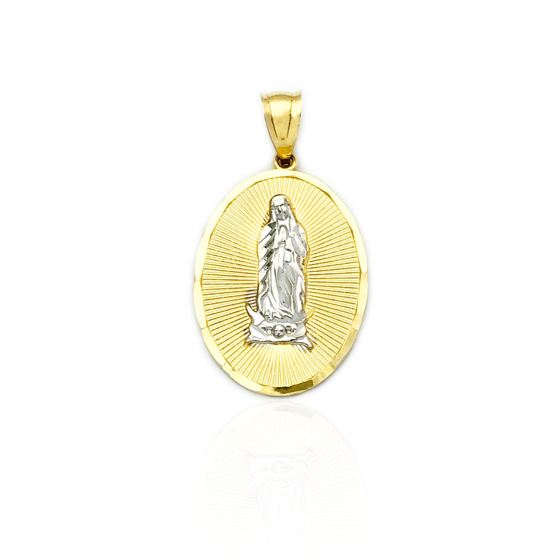 Two-Tone Double-Sided Virgin Mary & Praying Hands Pendant (14K)