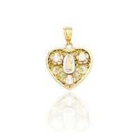 Virgin Mary Wispy Heart Pendant (14K)