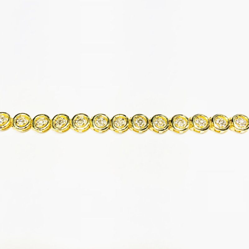 Bezel-Set Round Diamond Tennis Bracelet (14K)