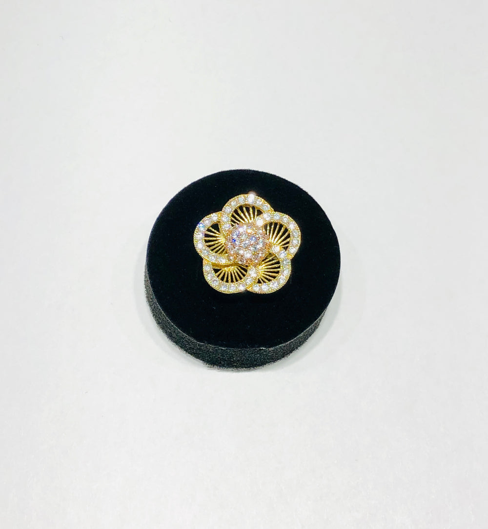 Five Pental Flower Icon CZ Ring (14K)