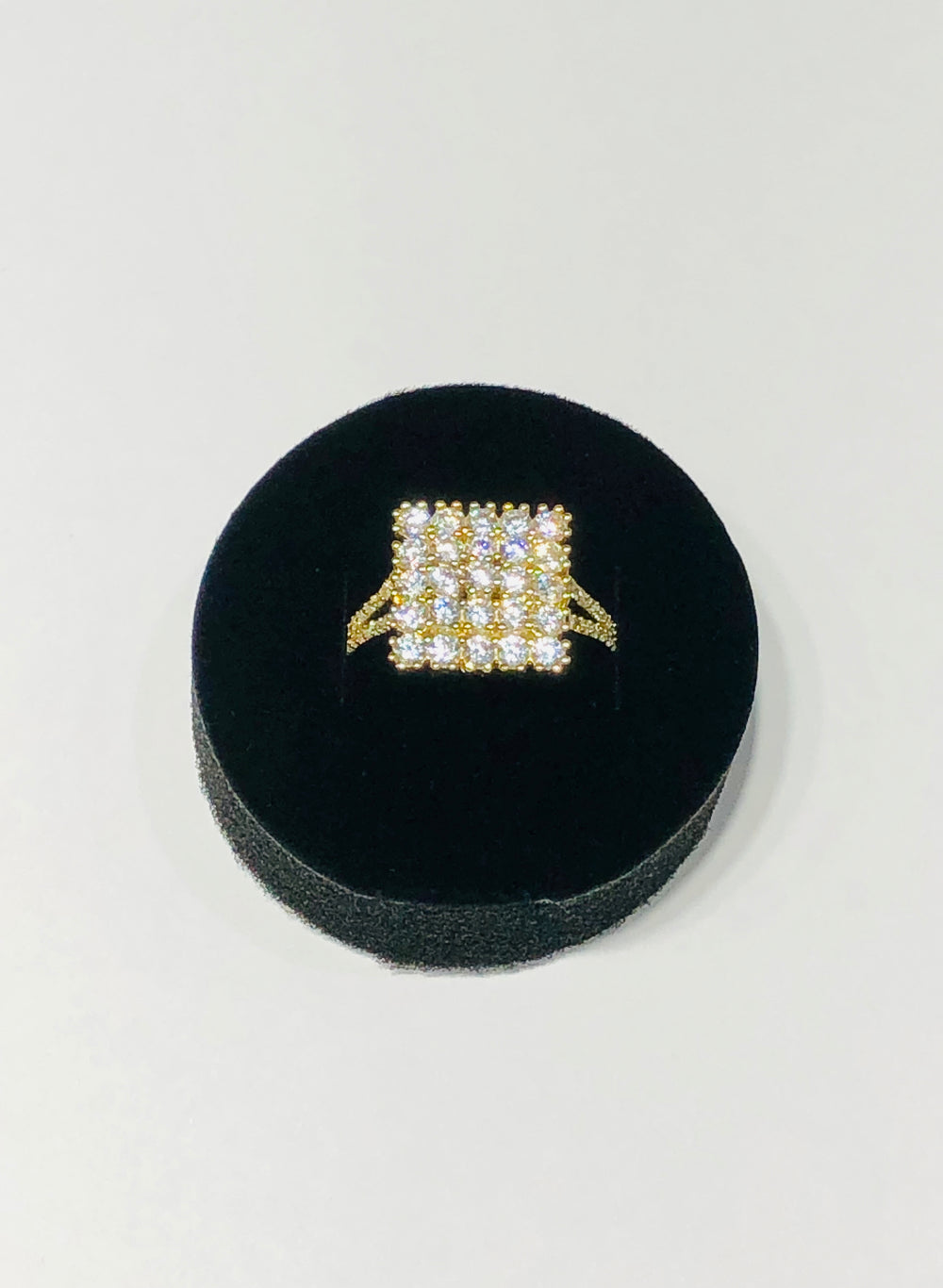 Square CZ Cluster Ring (14K) face - Popular Jewelry - New York