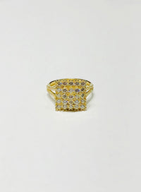 Square CZ Cluster Ring (14K) front - Popular Jewelry - New York