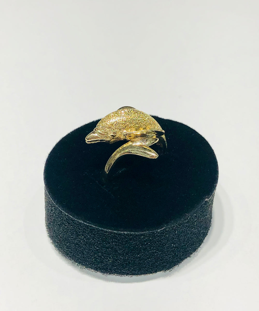 Dolphin Sand Blast Finish Ring (14K)