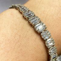 Iced Out Baguette Bracelet (Silver)