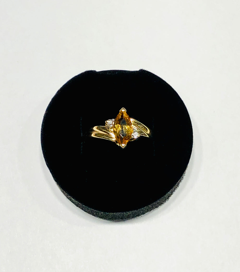 Marquise Citrine and Diamond Ring (14K)