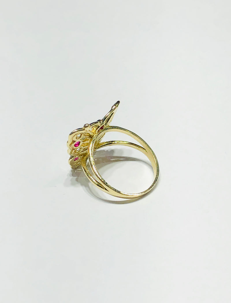 Two-Tone Butterfly CZ Ring (14K)