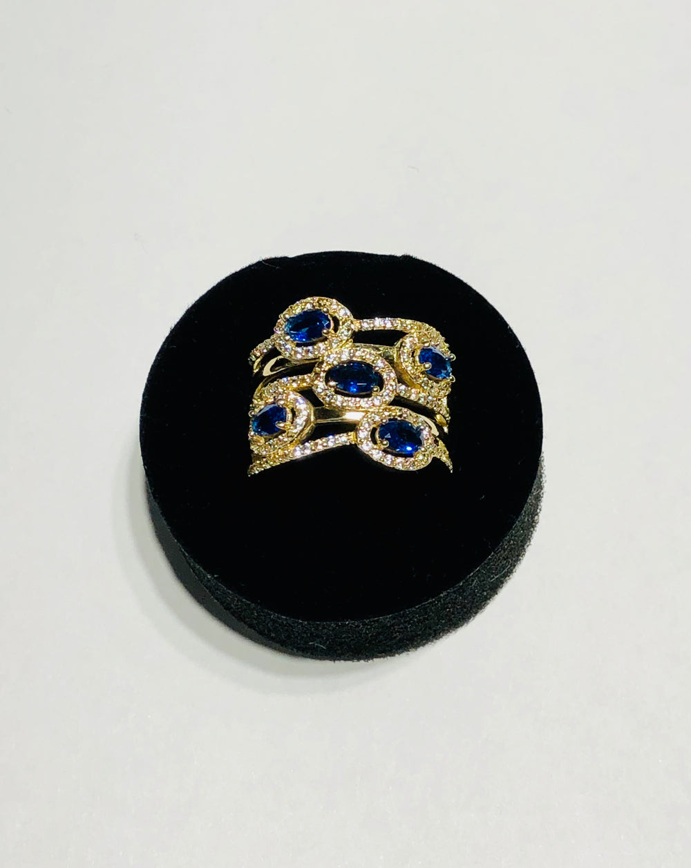 Five Blue Stone CZ Ring (14K)