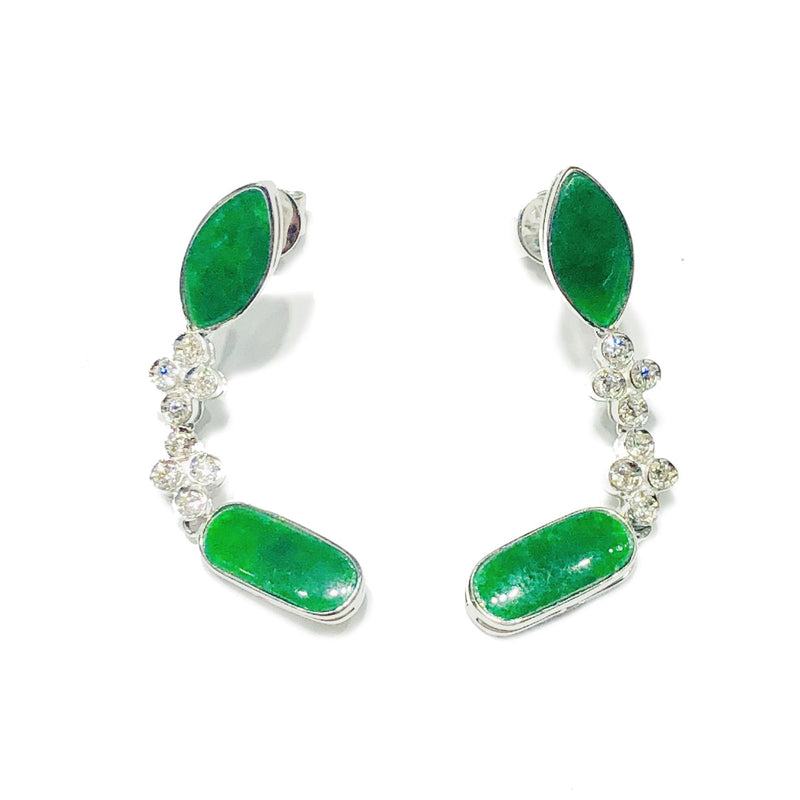 Marquise and Oval Jade Diamond Earring (18K)