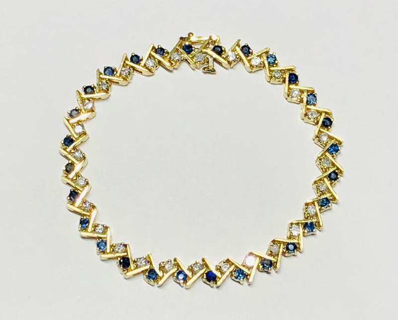 Round Sapphire and Diamond Bracelet (14K)