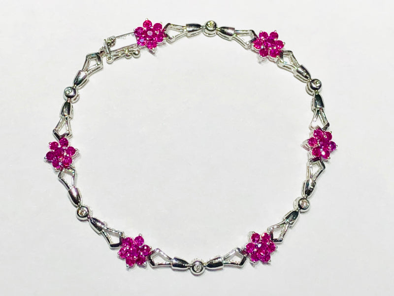 Flower Ruby Diamond Bracelet (14K)