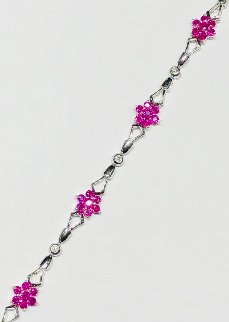 Flower Ruby Diamond Bracelet (14K)