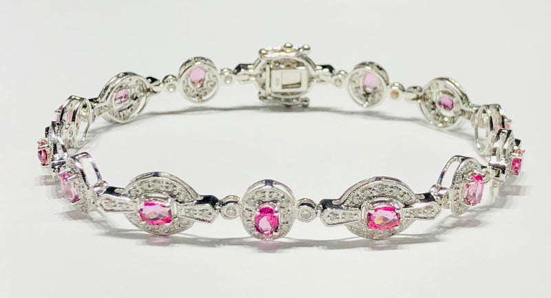 Pink Sapphire Diamond Bracelet (14K)